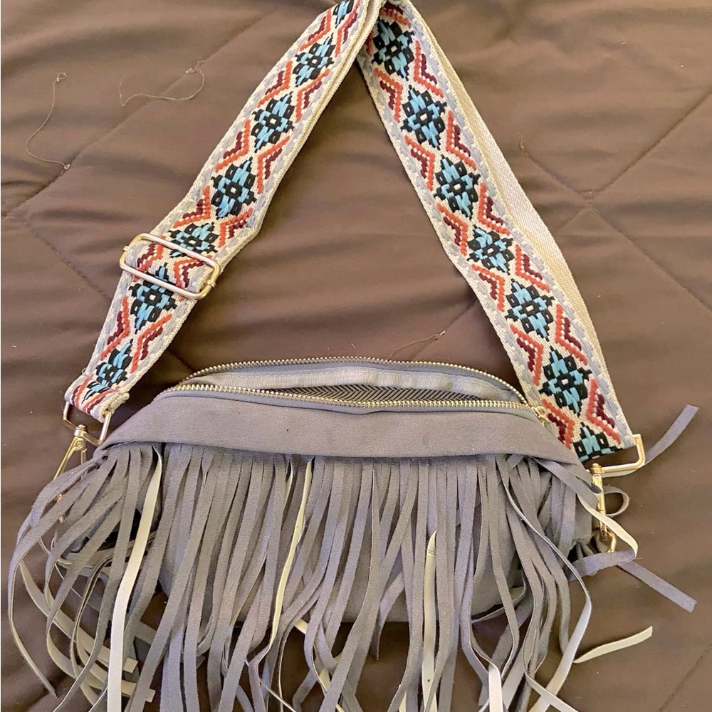 Suede boho fringe SLING BAG